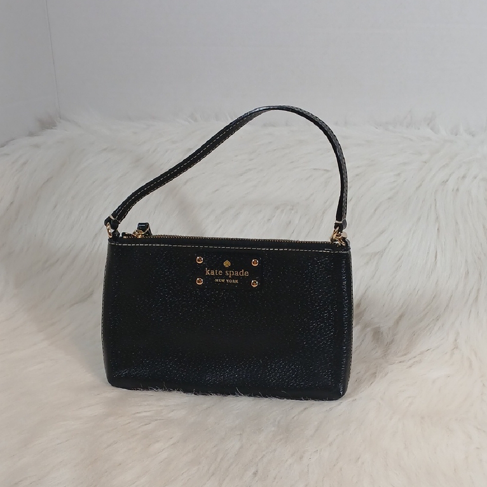 Kate Spade Black Wristlet with Gold Accents